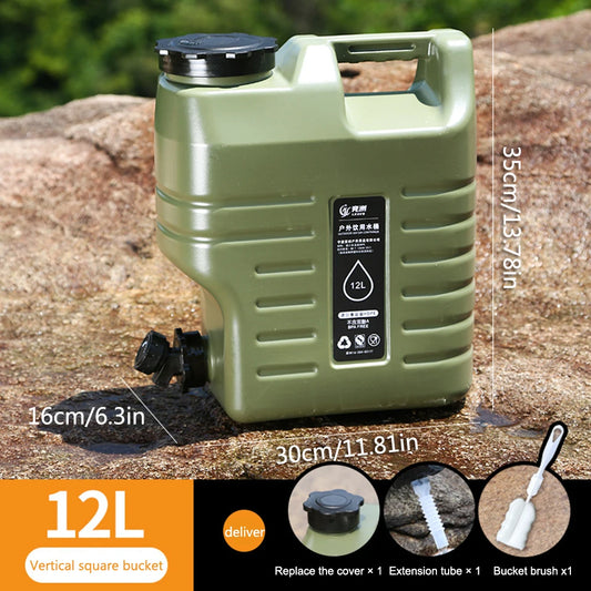 12L Camping Water Container Large Capacity Outdoor Water Bucket Portable Car Water Tank with Faucet for Camping Cookin' Picnic